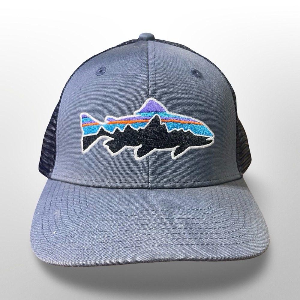 Patagonia Trucker‎ Hat Fish Logo Mesh Back  Snapback Cap Gray casual outdoors